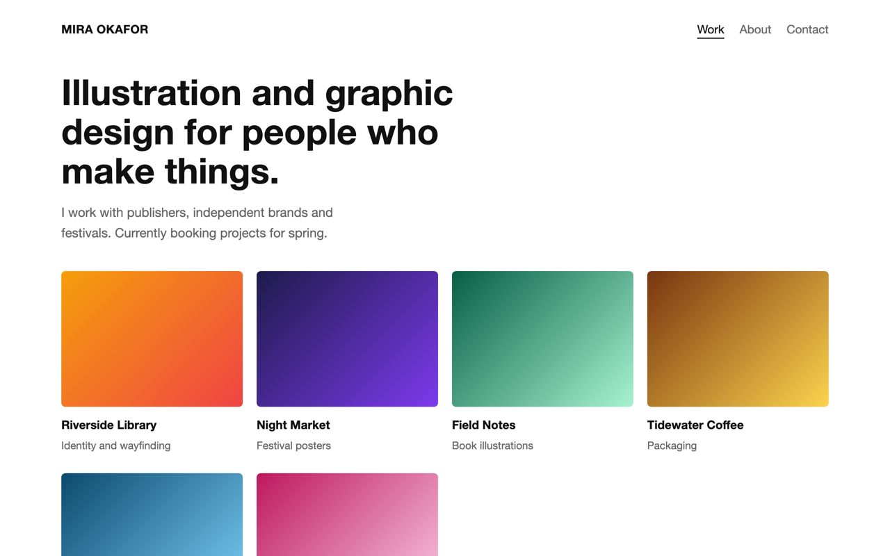 Screenshot of the Portfolio template